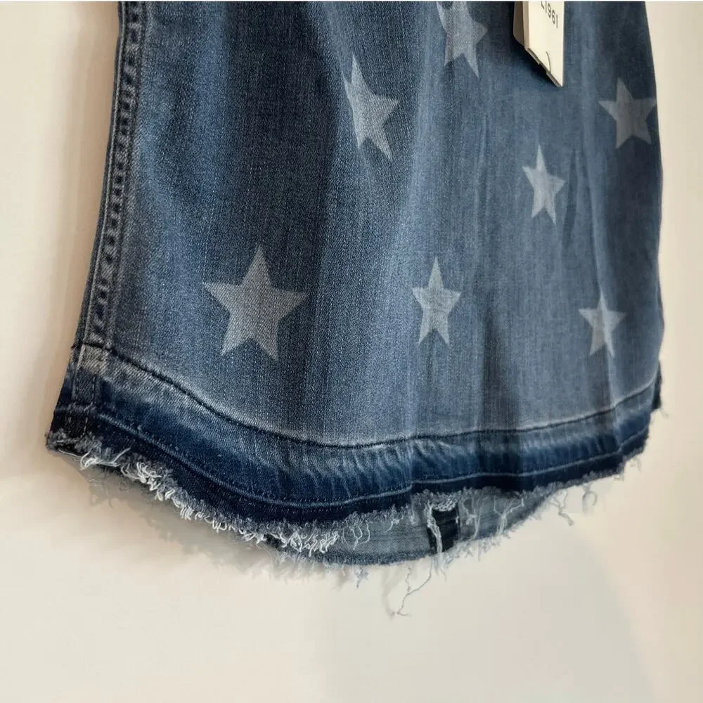 NWT DL1961 Denim Sleeveless Tank – Indigo Star Print, Girls Size Large